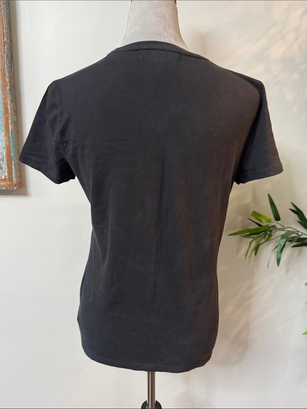 Michael Kors Black Short Sleeve Tee with Gold Studded MK Emblem - Picture 6 of 12